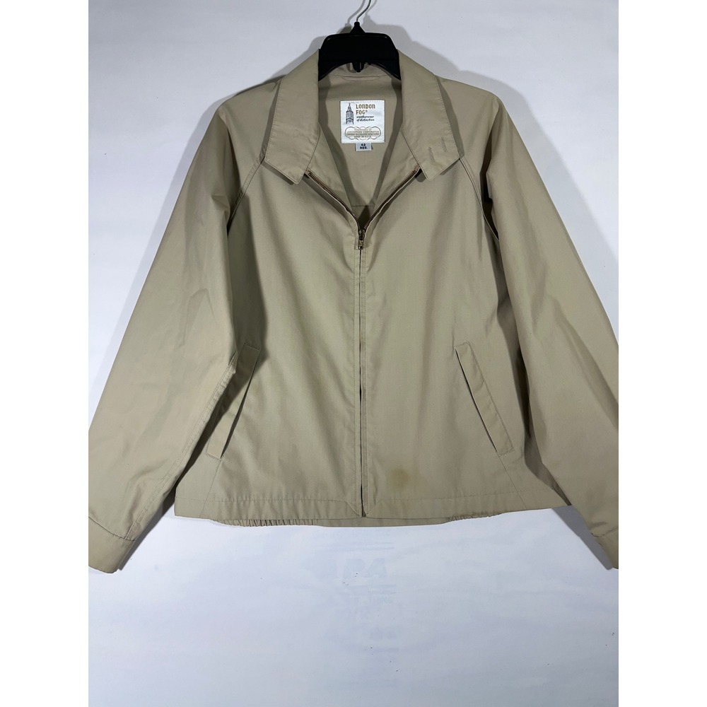 VTG London Fog Harrington Jacket Men Sz 42R Khaki Zip‎ Up Lightweight Pockets